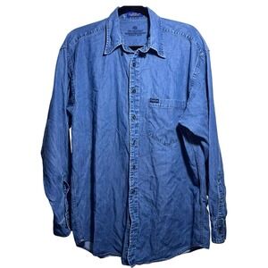PENDLETON Men's Medium Denim Long Sleeve Button Down Shirt Western Blue